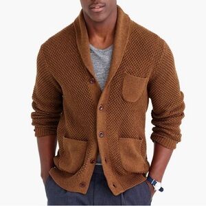 J Crew Men's Brown Shawl Collar Cardigan Sweater